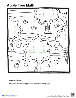 Add and Color: Apple Trees