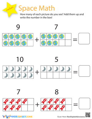 Addition Space: Kindergarten Math Fun
