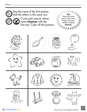 Fun Rhyming Activity: Identify and Color