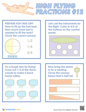 Practice Flying Fractions: Visual Worksheet