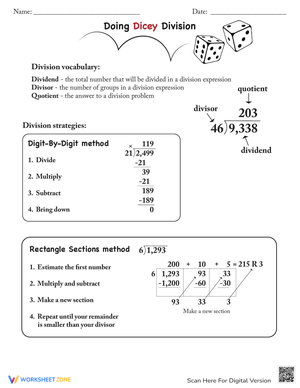 Dicey Division Practice Worksheet
