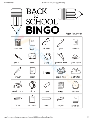 Back to School Bingo Card | Essential Grade 1-5 Activity