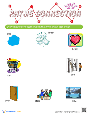 Rhyming Words Matching Activity for Kids