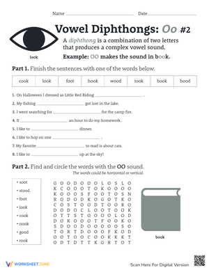 Diphthongs 'oo' Worksheet