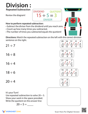 Division: Repeated Subtraction Worksheet
