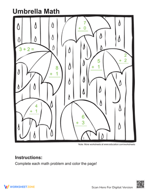 Math Addition Coloring Page for Skills