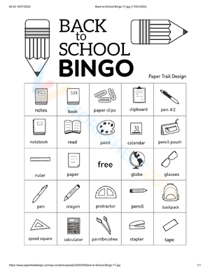 Printable Back to School Bingo Card | Grades 1-5 Ready