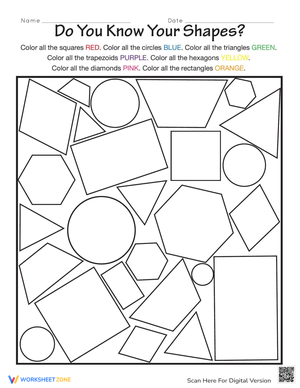 Learning Basic Shapes Worksheet