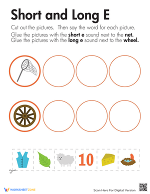Short and Long E Sounds Worksheet