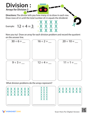 Division Arrays Worksheet