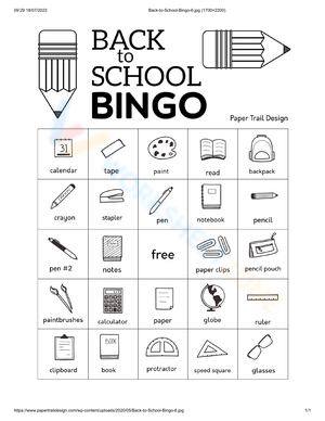 Back to School Bingo Card | Printable Grade 1-5 Activity
