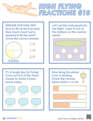 Flying Fractions Fun Worksheet