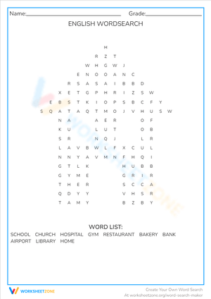Community Places Word Search - Find School, Bank, & More!