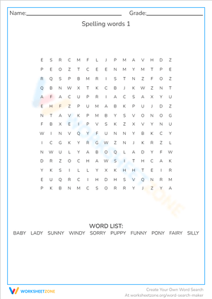 Spelling words 1
