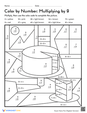 Color by Number: Multiplying by 9