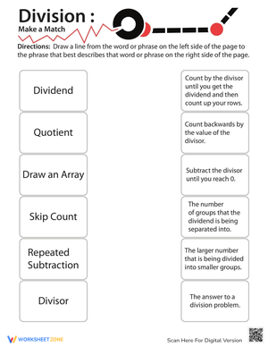 Division Make a Match Worksheet