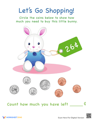 Let's Go Shopping Bunny Worksheet