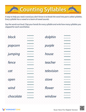 Syllable Count Worksheet