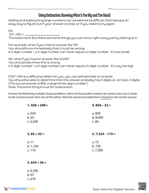 Using Estimation Worksheet