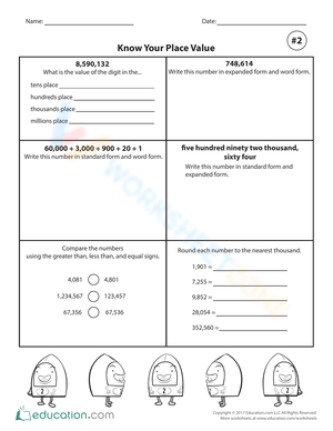 Know Your Place Value Worksheet