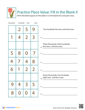 Practice Place Value Worksheet