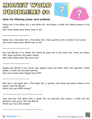 Money Word Problems Practice