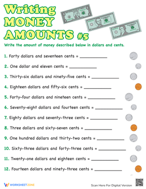 Writing Money Amounts With Coins