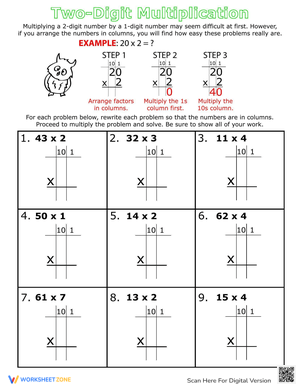 Steps Two-Digit Multiplication