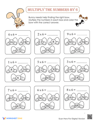 Multiply the Numbers by 6 Practice