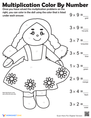 Multiplication Color by Number Activity