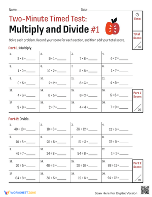 Two-Minute Timed Test: Multiply & Divide