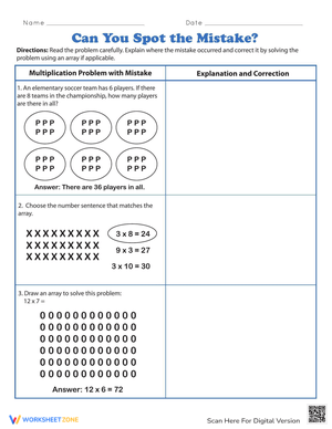 Spot the Mistake Worksheet