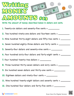 Practice Writing Money Amounts