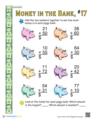 Two-Digit Addition with Money Bank