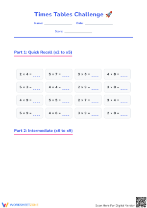 Printable Times Tables 12s Practice Worksheet | Grade 3