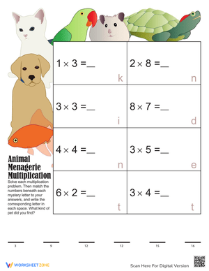 Mystery Multiplication Pets