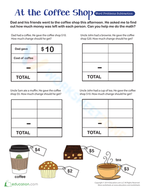 Money Problem Math with Subtraction