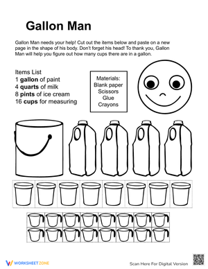 Gallon Man Measurement Worksheet