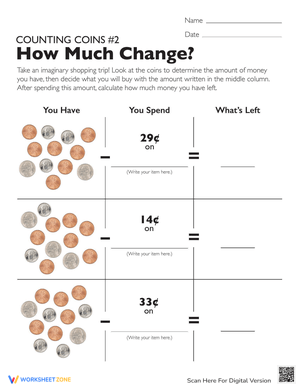Calculate How Much Change Worksheet
