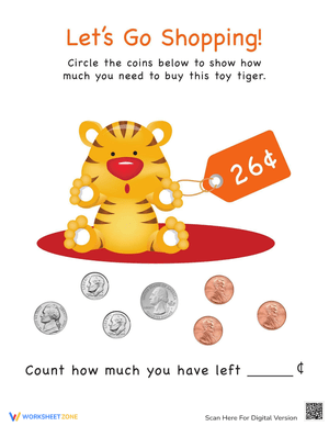 Let's Go Shopping Tiger Worksheet