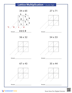 Lattice Method of Multiplication Worksheet