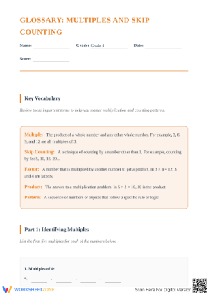 Essential Multiples & Skip Counting Worksheet | Grade 4