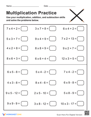 Practice Multiplication and Addition