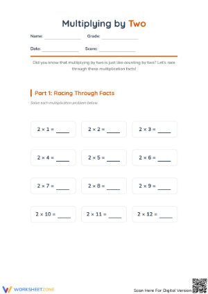 Essential Multiplying by Two Worksheet | Grade 2-3 Math