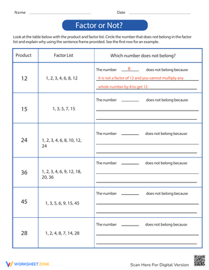 Factor or Not: Identifying Number Factors