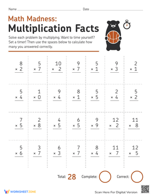 Math Madness: Multiplication Facts