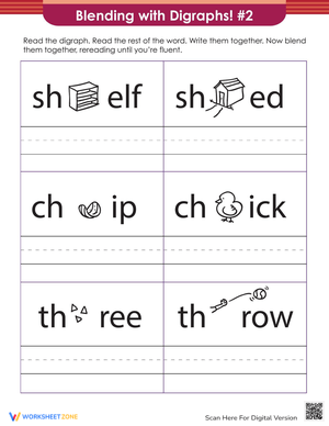 Blending Digraphs Practice Worksheet