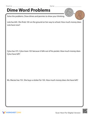 Dime Word Problems: Math Practice