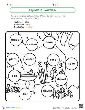 Syllable Garden: Syllable Counting Worksheet