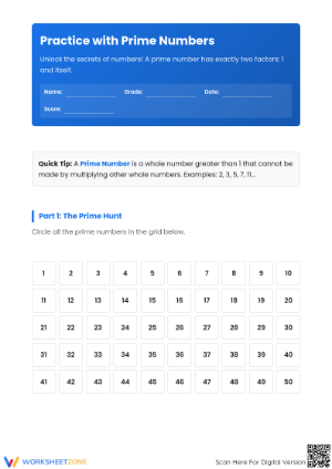 Finding Prime Numbers Worksheet | Printable Grade 4 Math
